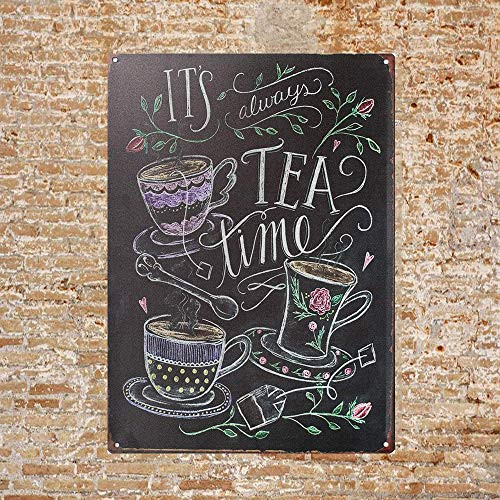 PaBoe Vintage Retro Tin Metal Sign Decor 8x12 Its Always Tea Time Wall Home Bar Decor PaBoe Vintage Retro Tin Metal Sign Decor 8x12 Its Always Tea Time Wall Home Bar Decor