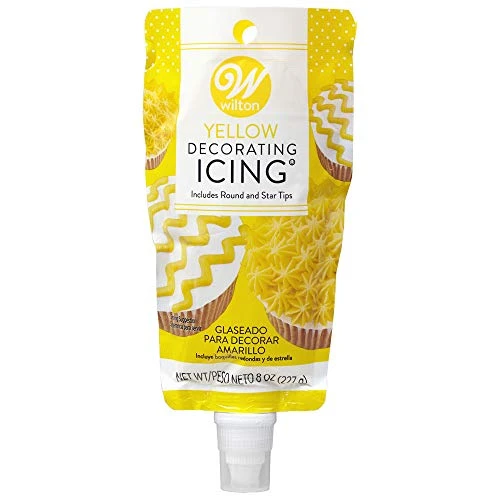 Wilton 704-4296 Yellow Decorating Icing 8 Ounce with Plastic Tips