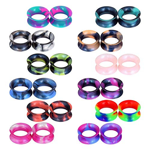 Stuppendux 24PCS Silicone Flexible Ear Tunnels Gauges Plugs Stretchers Expander Double Flared Flesh Tunnels Ear Piercing Jewelry 12 12mm