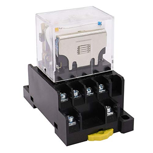 Taiss  HH64P AC 24V Coil 14 Pins 4PDT 4NO 4NC Plug-in Electromagnetic Power Relay 10A with Socket Base LY4NJ AC24V