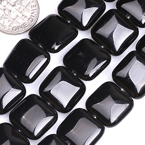 GEM-Inside Black Agate Gemstone Loose Beads Natural 14mm Square Crystal Energy Stone Power for Jewelry Making 15