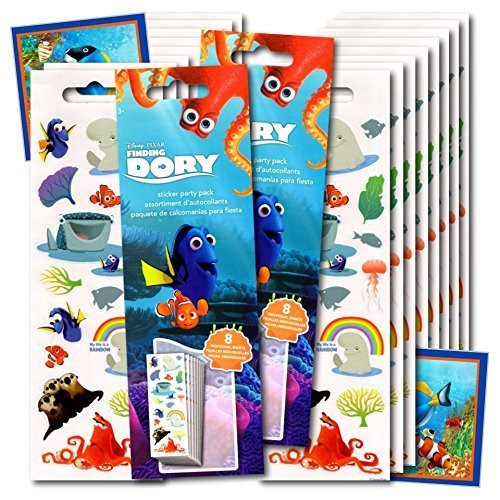 Finding Dory Stickers Party Favors ~ Set of 2 Sticker Packs ~ 16 Sheets Over 380 Finding Dory Stickers plus Bonus Reward Stickers ~ Dory Nemo Marlin Squirt the Turtle Bailey and more!