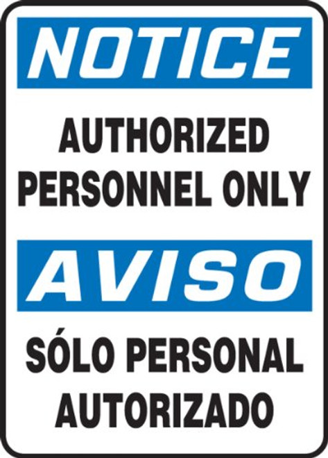 Accuform SBMADC801VA Aluminum Spanish Bilingual Sign LegendNotice Authorized Personnel ONLYAviso Solo Personal AUTORIZADO 14 Length x 10 Width BlueBlack on White Accuform SBMADC801VA Aluminum Spanish Bilingual Sign LegendNotice Authorized Personnel ONLYAviso Solo Personal AUTORIZADO 14 Length x 10 Width BlueBlack on White