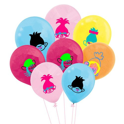 Merchant Medley 25 Count Trolls Inspired Balloon Pack - Large 12 inch Size Latex - Includes 5 Styles