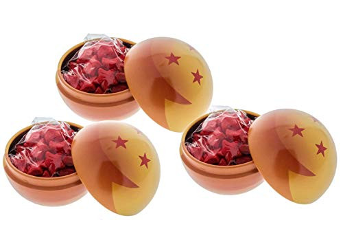 Dragon Ball Z Dragon Ball Candy Filled Tins 3 Pack - Sweet Red Star Shaped Candy - Includes How To Build a Candy Buffet Guide