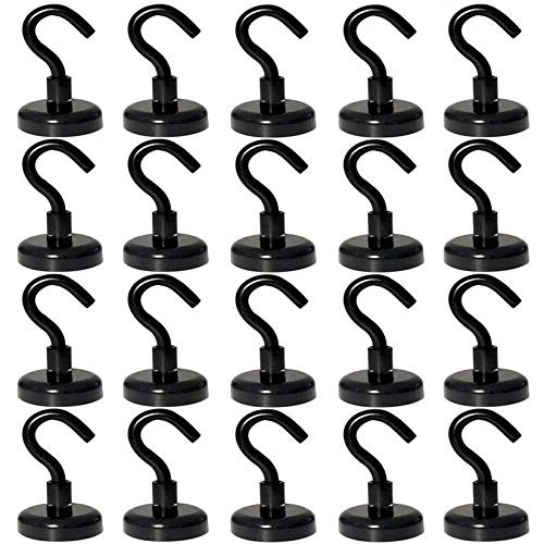 Grtard 22LBS Heavy Duty Magnetic Hooks Strong Neodymium Magnet Hook for Home Kitchen Workplace Office and Garage-20 Pack