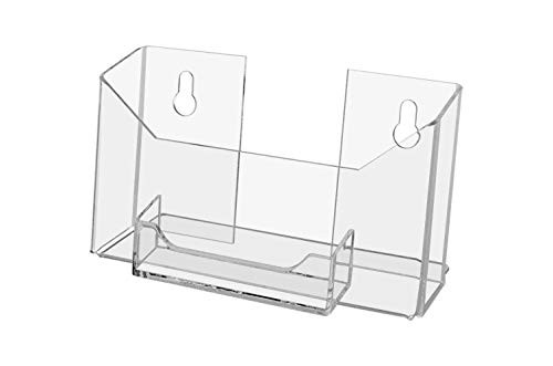 Marketing Holders 6W Postcard Holder with Business Card Attachment Bifold Booklets Pamphlets Maps Menu Organizer Countertop or Wall Mount Literature Display Rack
