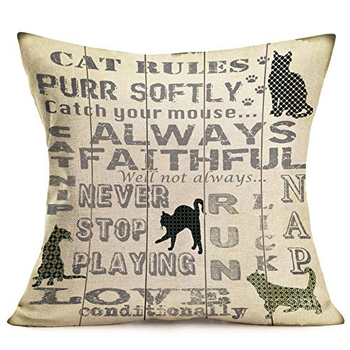 Asamour Inspirational Quotes Cotton Linen Throw Pillow Case Cushion Cover Warm and Healing Lettering Pillow Sham Home Sofa Decor Pillowcase 18x18 Cat Rules Asamour Inspirational Quotes Cotton Linen Throw Pillow Case Cushion Cover Warm and Healing Lettering Pillow Sham Home Sofa Decor Pillowcase 18x18 Cat Rules