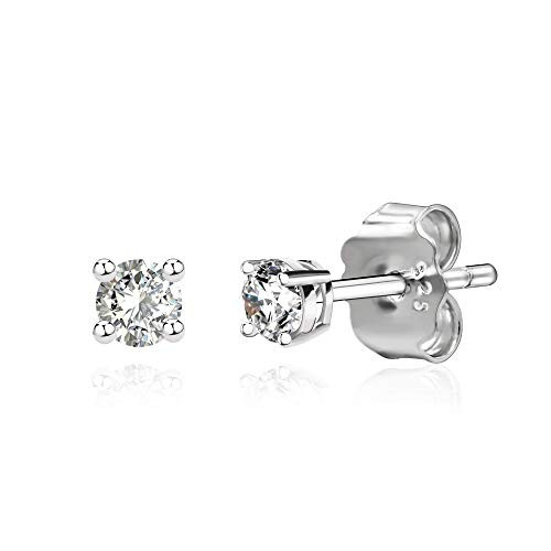 Spoil Cupid Rhodium Plated 925 Sterling Silver Brilliant Cut Cubic Zirconia Stud Earrings for Women Men 2mm Spoil Cupid Rhodium Plated 925 Sterling Silver Brilliant Cut Cubic Zirconia Stud Earrings for Women Men 2mm