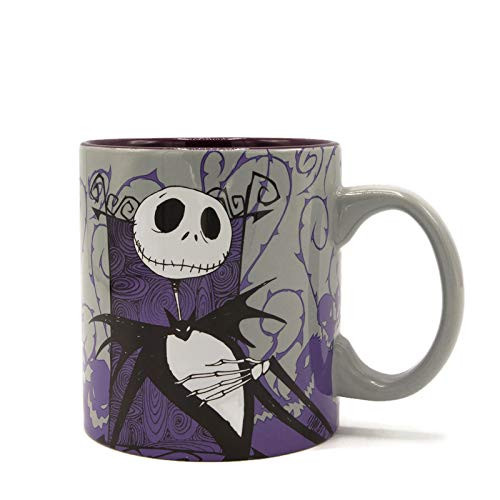 Silver Buffalo Nightmare Before Christmas Jack Skellington Ceramic Mug 20 Oz Purple Grey White Black
