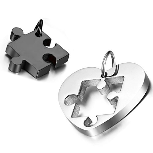 Cupimatch 2PCS Couple Necklace Stainless Steel Love Heart Puzzle Matching Pendant 54cm 45cm Chain Included Cupimatch 2PCS Couple Necklace Stainless Steel Love Heart Puzzle Matching Pendant 54cm 45cm Chain Included