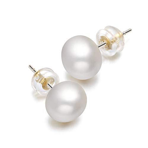 LOYATA Pearl Earrings for Women 9mm AAA Handpicked Round Freshwater Cultured Stud Earrings 925 Sterling Silver 9mm