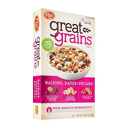 Post Breakfast Cereal Great Grains Raisins Dates Pecans 16 Oz Post Breakfast Cereal Great Grains Raisins Dates Pecans 16 Oz
