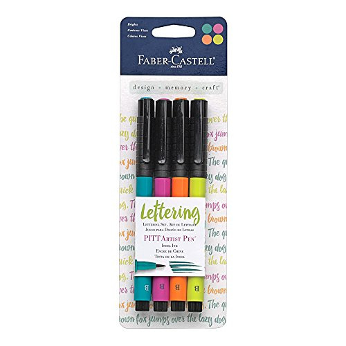 Faber-Castell Pitt Artist Pens - Brush Lettering - 4 Bright Colors