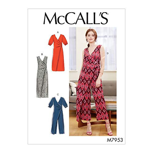 McCall Pattern Company McCalls Womens Shin Length Dress and Jumpsuit Sizes 14-22 Sewing Pattern White