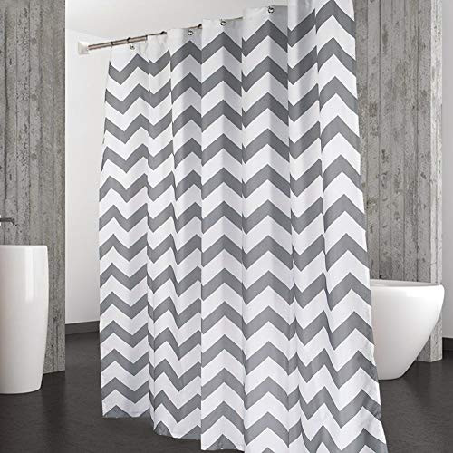 CAROMIO Shower Curtain, Water Repellent Striped Chevron Fabric Shower Curtains for Bathroom Geometric, 72 x 72 inch, Grey and White
