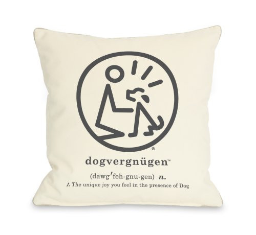 One Bella Casa Dogvergnugen Throw Pillow 16 by 16-Inch
