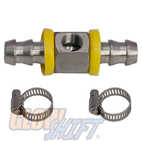 GlowShift 3/8 Fuel Line Fuel Pressure T-Fitting Adapter