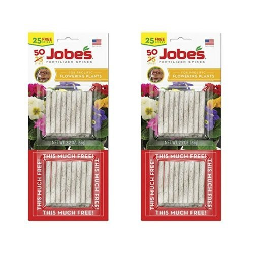 Jobes Fertilizer Spikes for Flowering Plants 10-10-4 Time Release Fertilizer 50 Spikes per Package 2 Pack