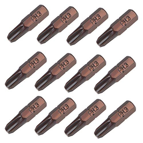 uxcell 12pcs Phillips Bits 14inch Hex Shank 25mm Length Cross PH3 Magnetic Screw Driver S2 Screwdriver Bit