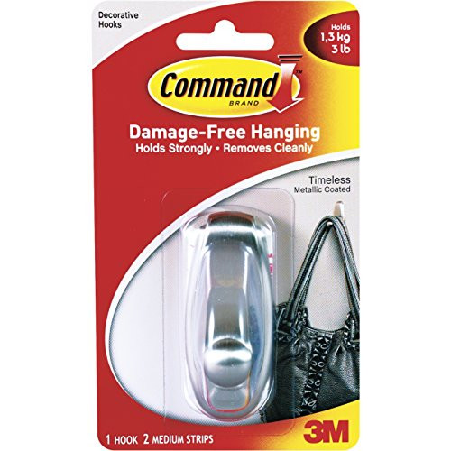 Command Strips 17061BN Medium Brushed Nickel Command Timeless Hook