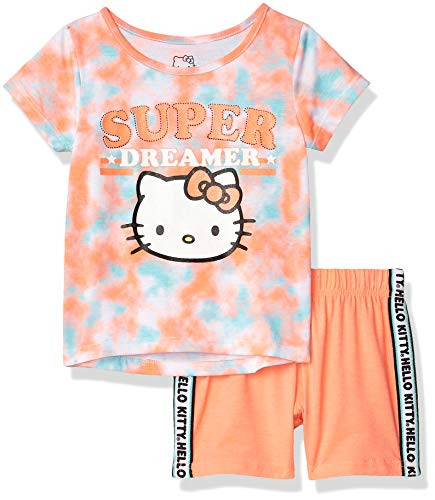 Hello Kitty Girls Sleeve Short Set NEON Coral 6X
