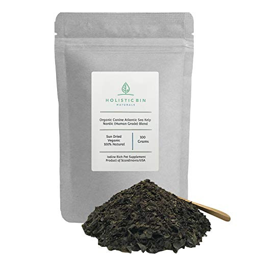 Holistic Bin Organic Canine Atlantic Sea Kelp Blend Veganic Sun Dried Rich Source of Natural Vitamins  and  Minerals for Health  Vitality