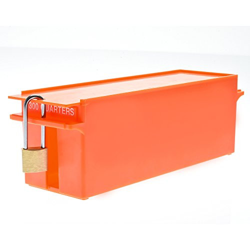 Nadex Large Capacity Rolled Coin Storage Box for Quarters  300 Dollar Capacity Lockable Orange Wrapped Quarters Tray