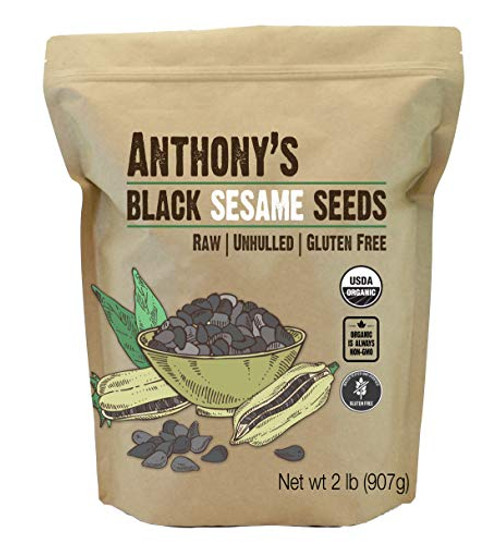 Anthonys Organic Black Sesame Seeds 2 lb Raw Unhulled Batch Tested  and  Verified Gluten Free Keto Friendly