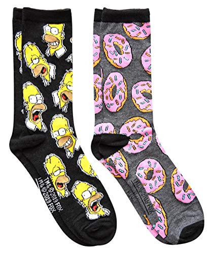 Hyp The Simpsons Homer Donuts Mens Crew Socks 2 Pair Pack Shoe Size 6-12