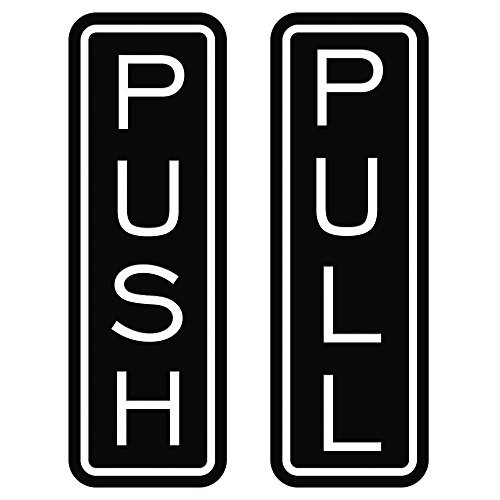 All Quality Classic Vertical Push Pull Door Sign Black - Small