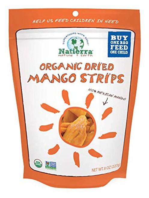 NATIERRA Organic Dried Mango Strips No Sugar Added Non-GMO and Vegan 8 Ounce NATIERRA Organic Dried Mango Strips No Sugar Added Non-GMO and Vegan 8 Ounce