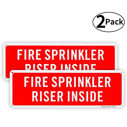 2 Pack Fire Sprinkler Riser Inside Sign 12x 4 _04 Aluminum Sign Rust Free Aluminum-UV Protected and Weatherproof