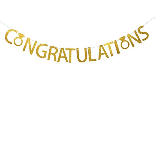 Congratulations Banner Gold Glitter Banner graduation,engagement party,accomplishment,gift,baby shower, party decoration santonila banner