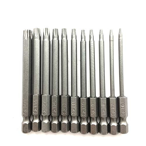PANOVOS 11 Pieces 14 Inch Hex Shank T6-T40 3 Inch Length S2 Steel Torx Security Head Screwdriver Drill Set Bits Specialty Screwdriver Bits