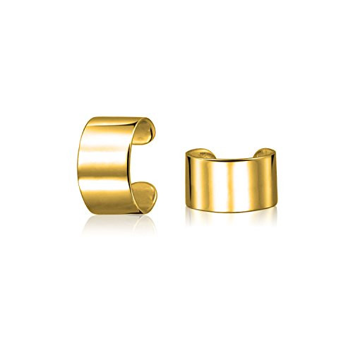 Minimalist Geometric Clip On Wrap Helix Plain Band Tiny Cartilage Ear Cuffs Earrings Pair 14K Gold Plated 925 Sterling Silver Non Pierced Adjustable