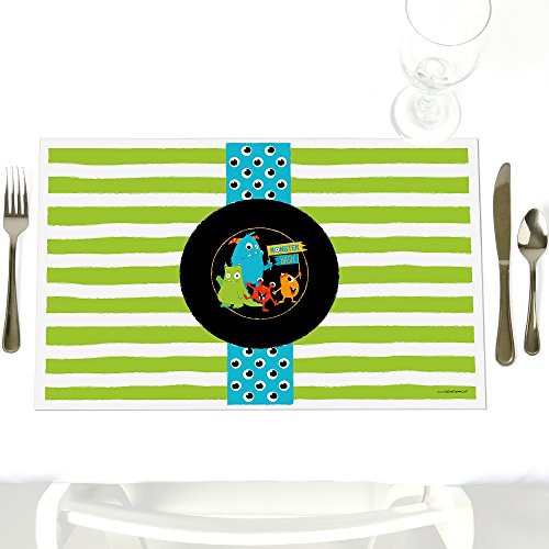 Monster Bash - Party Table Decoration - Little Monster Birthday Party or Baby Shower Placemats - Set of 12