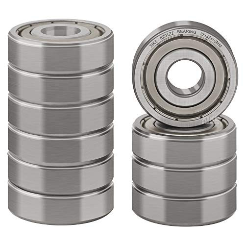 XiKe 10 Pcs 6201ZZ Double Metal Seal Bearings 12x32x10mm Pre-Lubricated and Stable Performance and Cost Effective Deep Groove Ball Bearings_