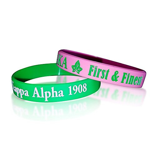 Greekin It New Ivy Leaf Alpha Kappa Alpha AKA Silicone Bracelets 2 Bracelets per Pack