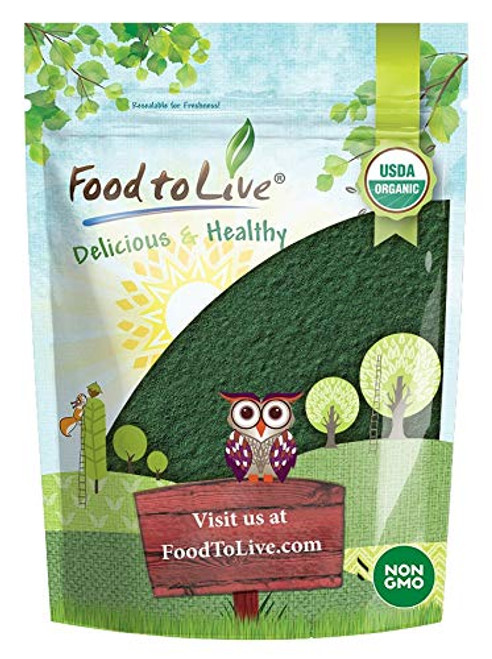 Organic Spirulina Powder 8 Ounces  Non-GMO Kosher Raw Blue-Green Algae Vegan Superfood Bulk Non-Irradiated Pure Vegan Green Protein Rich in Vitamins and Minerals Great for Drinks