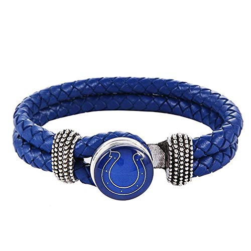 Swamp Fox Indianapolis Colts Double Leather Band Bracelet with Charm 7 to 9