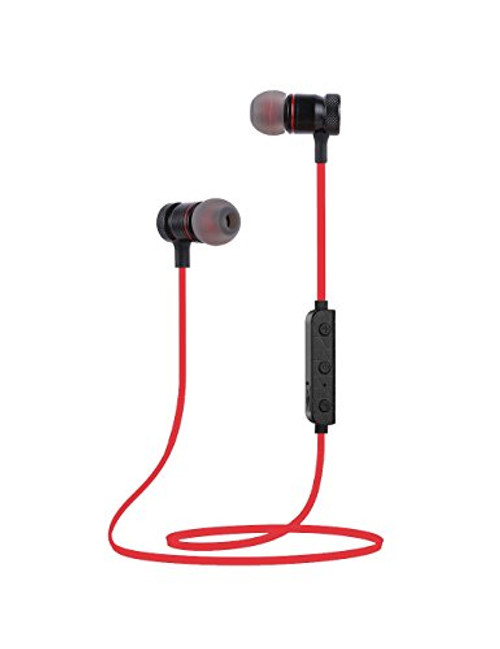Bluetooth Headphones, Magnetic Wireless Earbuds with Build-In Microphone Sweatproof Earpiece Noise Cancelling Sports Earphones for Workout and Running (Red)