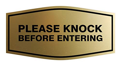 Signs ByLITA Fancy Please Knock Before Entering Sign Brushed Gold - Medium
