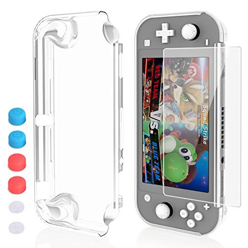 HEYSTOP Nintendo Switch Lite Case PC Clear Protective Case Cover for Nintendo Switch Lite with Switch Lite Tempered Glass Screen Protector and Thumb Stick Caps