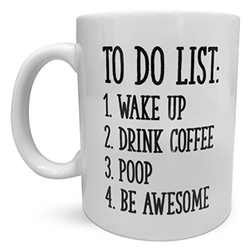 Funny Coffee Mug by Find Funny Gift Ideas | Unique Novelty Coffee Mugs for Men | Funny Coffee Mugs for Women | To Do List Wake Up Drink Coffee Poop Be Awesome | Great Coffee Gift