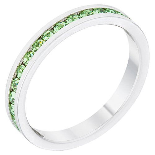 Kate Bissett Stylish Birthstone Stackables Swarovski Crystal Peridot -August Size 8
