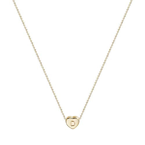 Love Heart Initial Pendant Necklace 19 K Gold Plated Personalized Tiny Lovely Heart with Letters S Charm Necklace for Girls