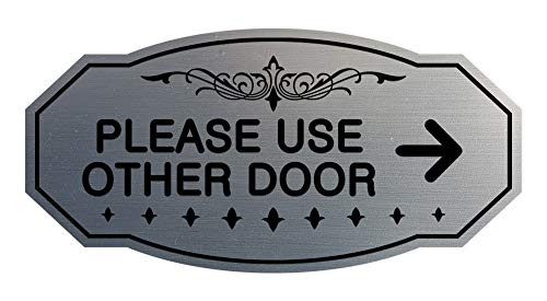 Signs ByLITA Victorian Please Use Other Door Right Arrow Sign Brushed Silver - Medium