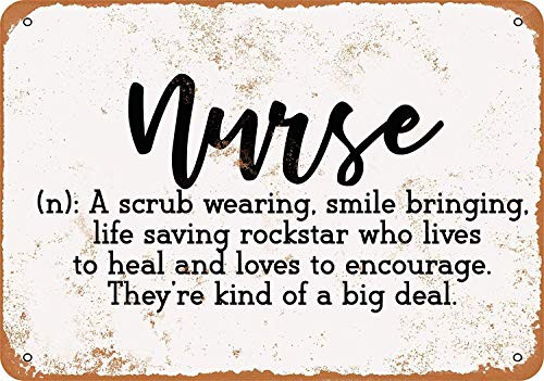 SRongmao 8 x 12 Tin Metal Sign - Vintage Look Nurse Definition