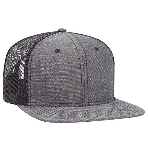 Otto Snap 6 Panel Pro Style Cotton Blend Chambray Snapback Hat - Black